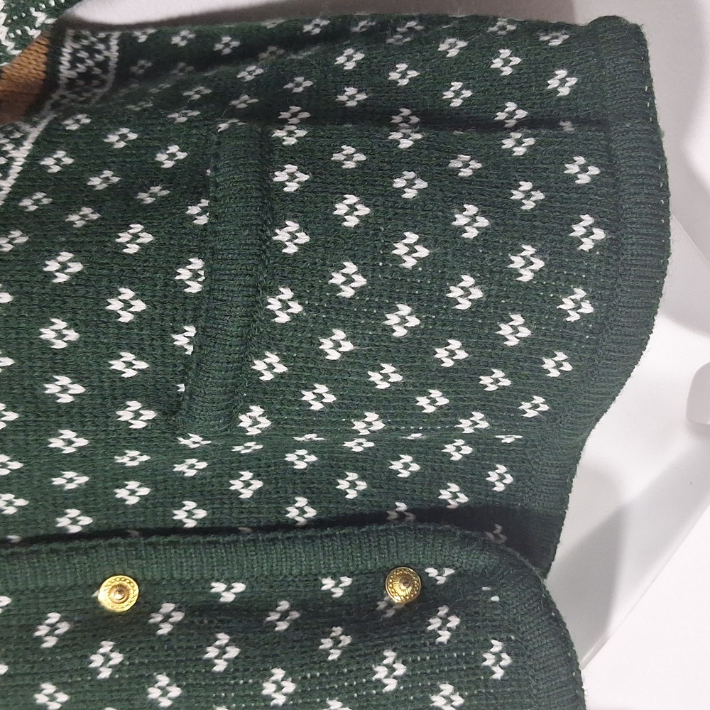 Vintage Crystal Kobe  Women's Cardigan Green Trees Nature Winter - Picture 4 of 10